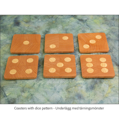 WoodMovement Wooden coasters DIE - Set of Six Wooden Coasters with Die Pattern #CO-DI01